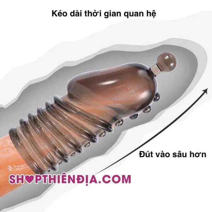Bao cao su đôn dên khúc đầu có gân bi Big Ball đeo vào dương vật giả