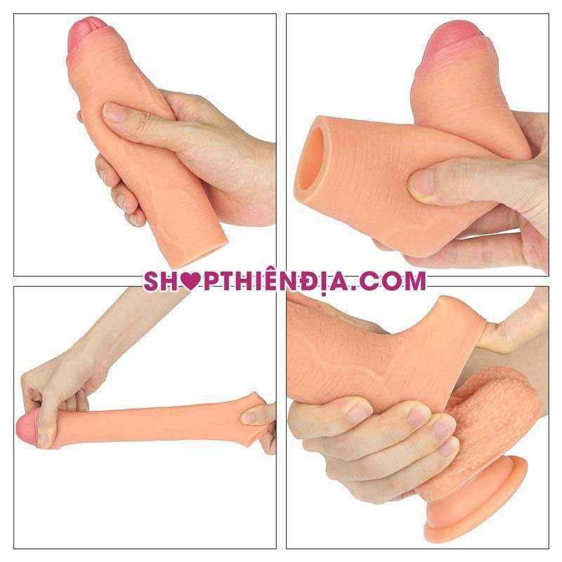 Bao cao su đôn dên như thật siêu mềm Foreskin đầu khấc (+3cm)