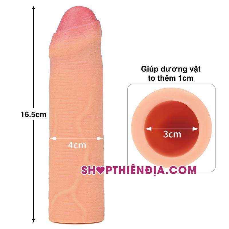 Bao cao su đôn dên như thật siêu mềm Foreskin đầu khấc (+3cm)