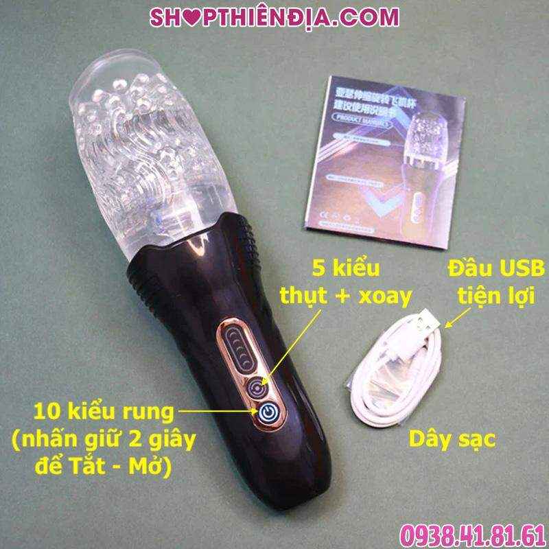 Cốc thủ dâm trong suốt Arthur rung xoay thụt