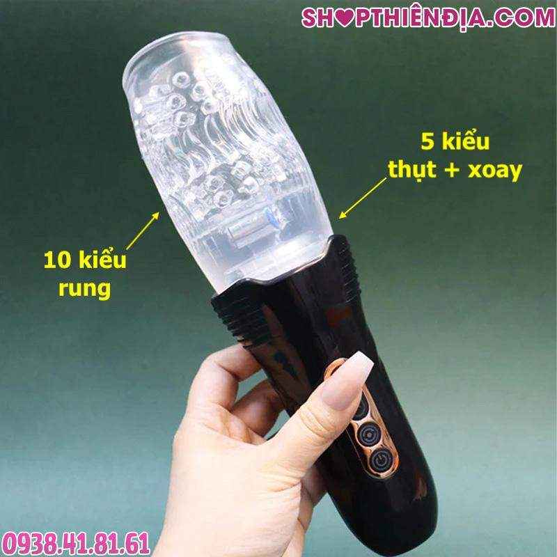 Cốc thủ dâm trong suốt Arthur rung xoay thụt