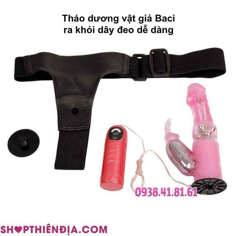 Hướng dẫn tháo dương vật giả rung xoay Baci khỏi dây đeo