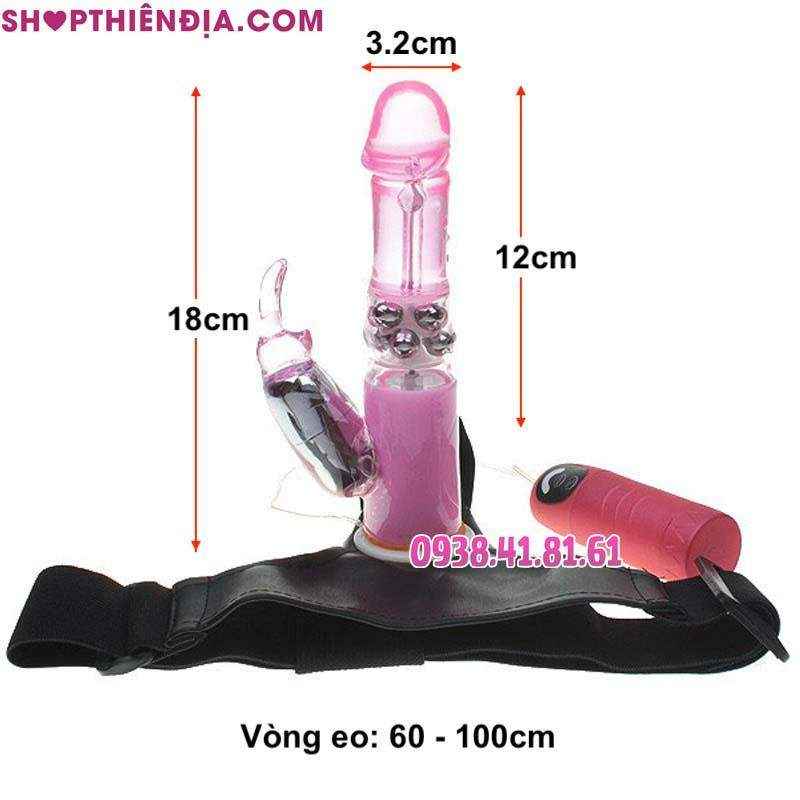 Kích thước dương vật giả có dây đeo đặc ruột rung xoay Baci