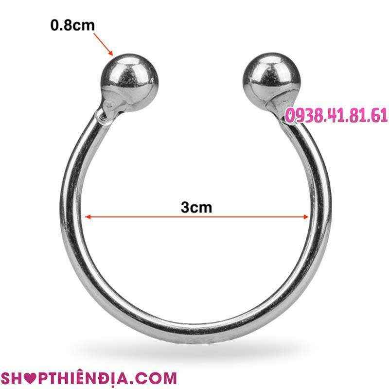 Kích thước khuyên đeo dương vật inox 2 bi Maxim