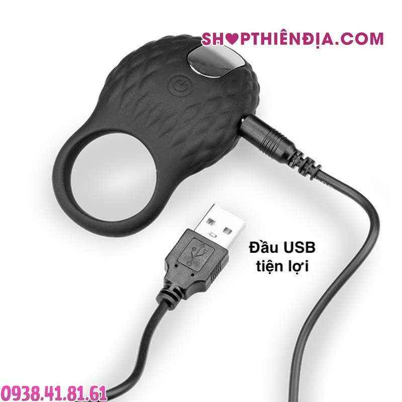 Nhẫn rung silicon cho nam cao cấp Heloise (7 kiểu rung - pin sạc)