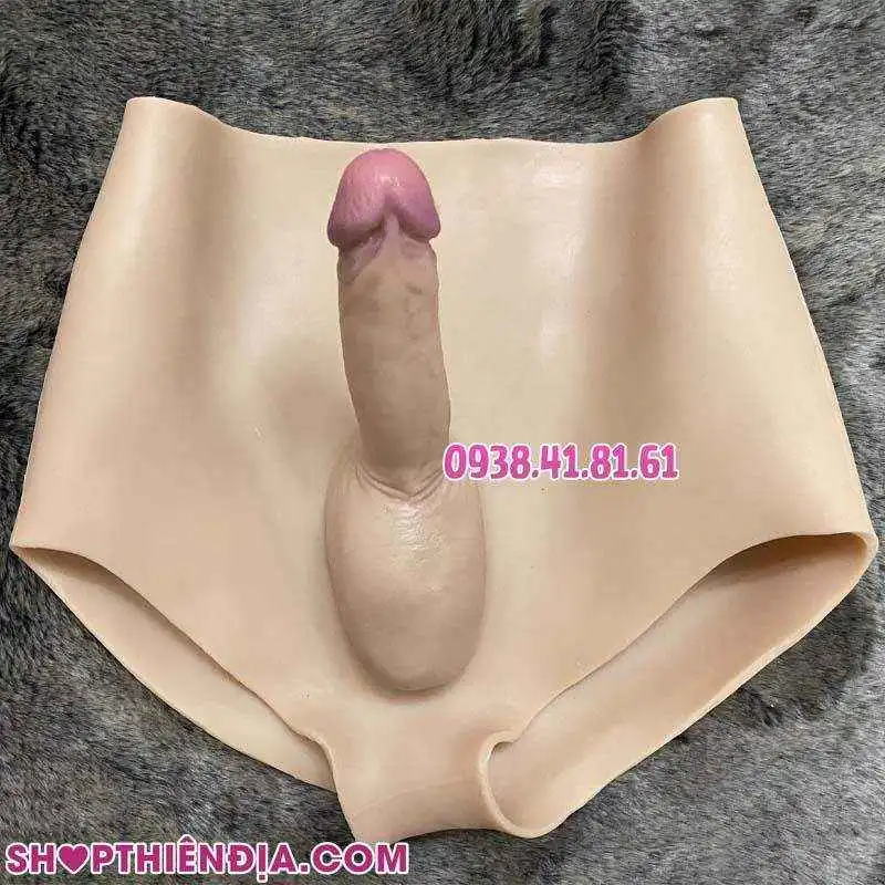 Mặt trước quần boxer silicon gắn dương vật giả đặc ruột Despina có rung