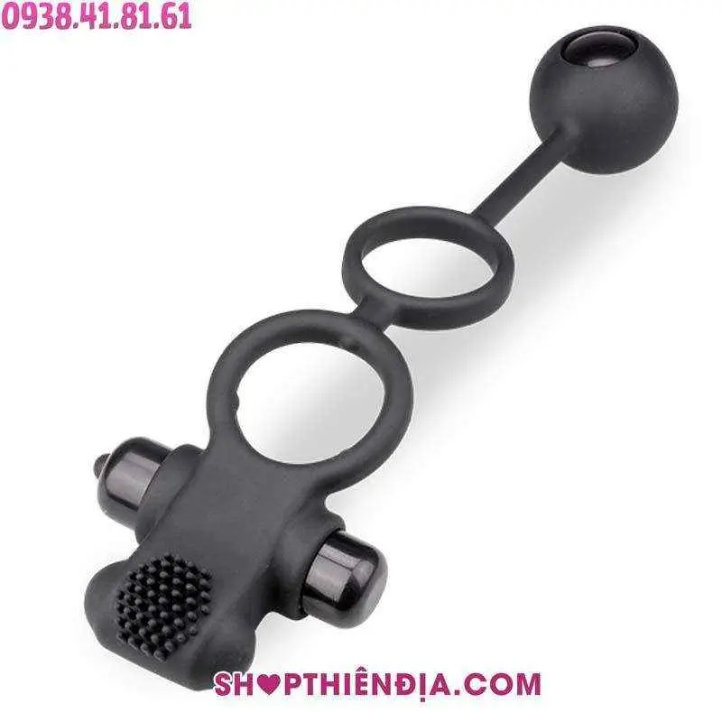 Vòng rung kép kèm bóng kích thích hậu môn Maximizer màu đen