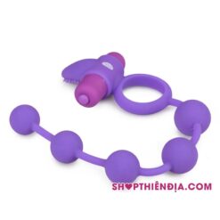 Vòng đeo cu kết hợp chuỗi hạt kích thích hậu môn Heartly màu tím