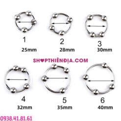 Vòng đeo đầu khấc bằng kim loại có 4 bi Orbital 04