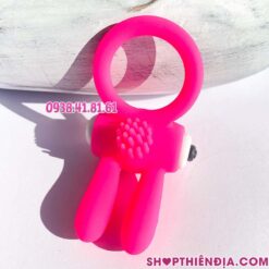 Vòng tình yêu silicon có rung và gai Bunny màu hồng